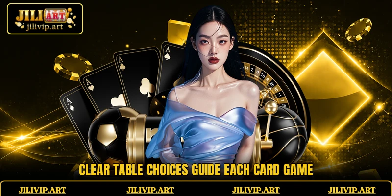 Clear table choices guide each card game