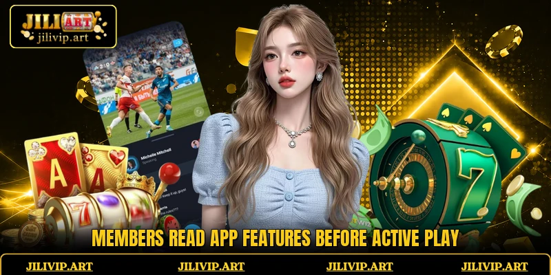 Members read app features before active play