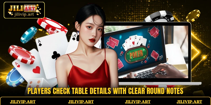 Players check table details with clear round notes