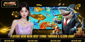 Players view Neon Deep Strike through a clean lobby